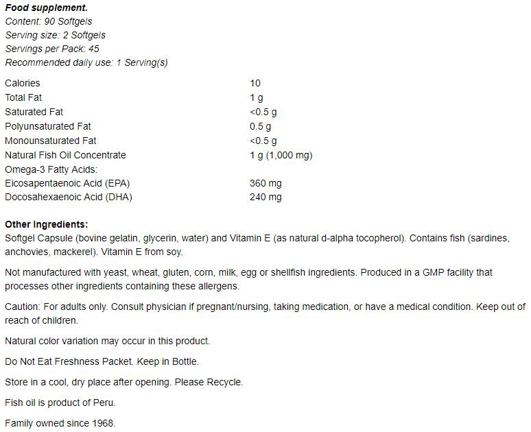 Omega -3 -Mini -Gele - 180 Gelkapseln