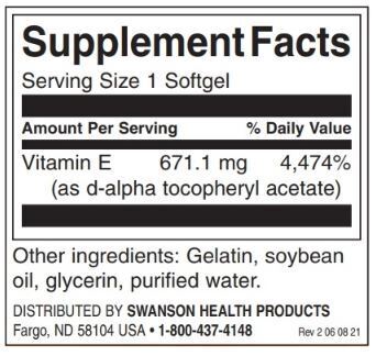 Natürliches Vitamin E 1000 IE – 100 Gelkapseln