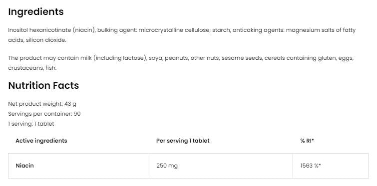 Niacin 250 | No-Flush 90 Tabletten
