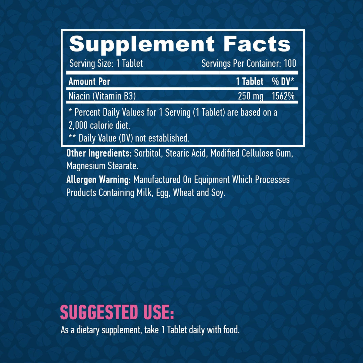Niacin /Time Release/ 250 mg/100 Tabs.