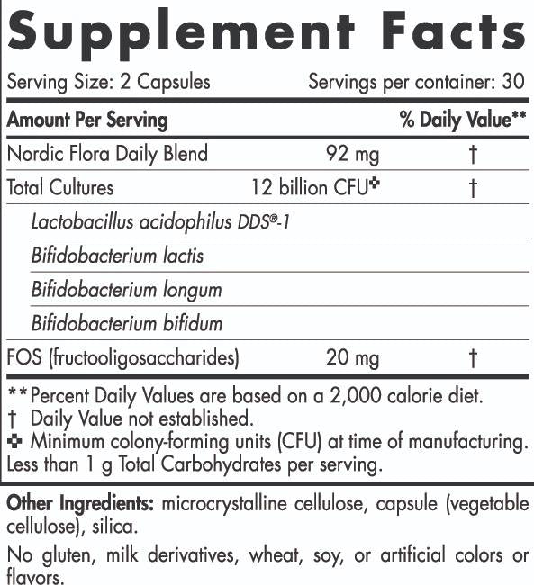 Nordic Flora Probiotic Daily | 12 Milliarden aktive Zellen – 60 Kapseln