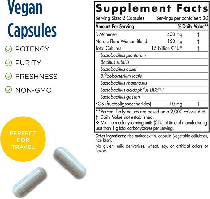 Nordic Flora Probiotische Frau | 15 Milliarden aktive Zellen – 60 Kapseln