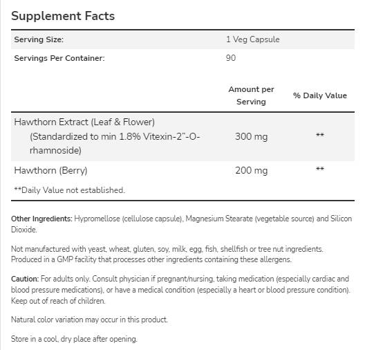 Hawthorn -Extrakt 300 mg - 90 Kapseln