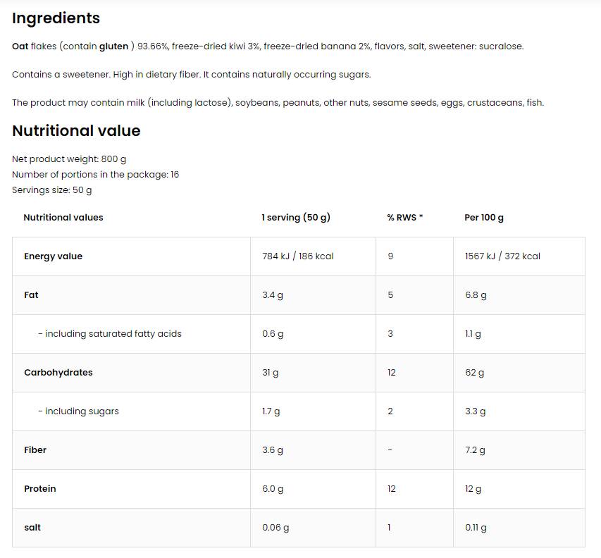 Oat My Day/Nahrhaftes Haferflockenmehl 800 Gramm