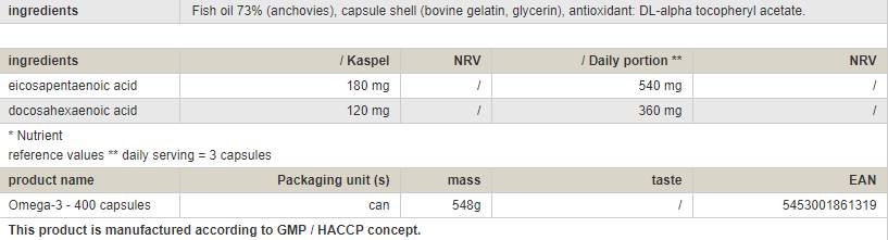 Omega 3 - 400 Gelkapseln