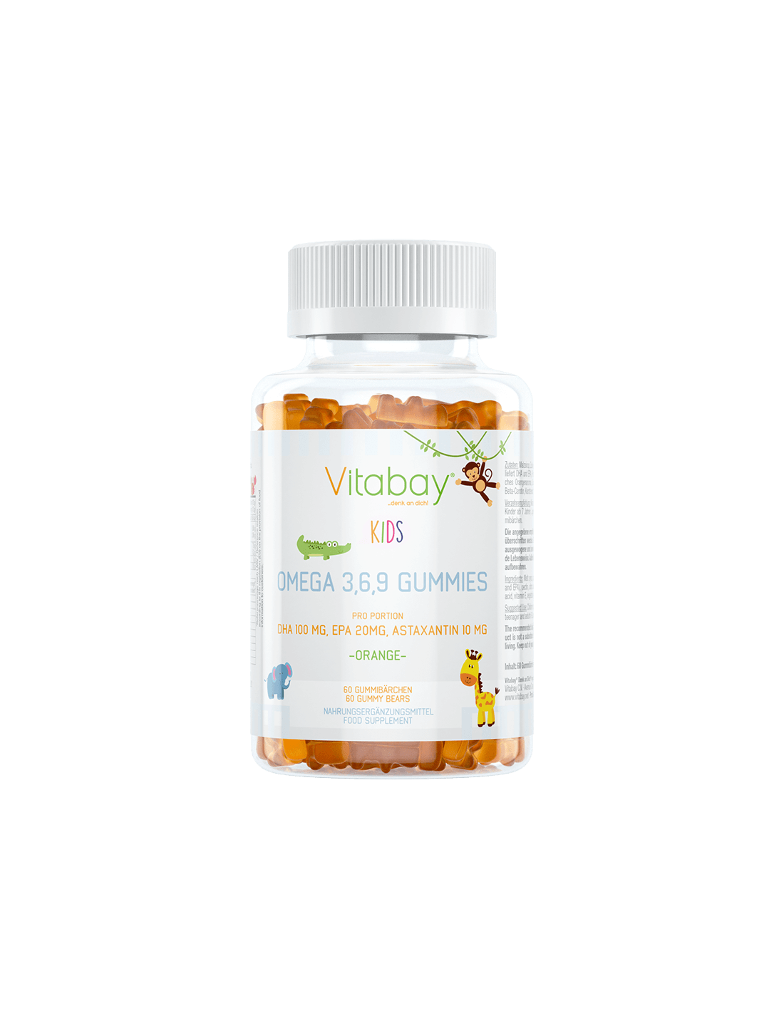 Omega 3-6-9 Gummies Kids/Omega 3-6-9 für Kinder, 60 Geleetabletten mit Orangengeschmack