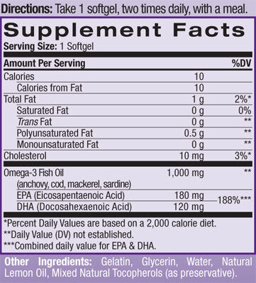 Omega-3-Fischöl 1000 mg./90 Kapseln