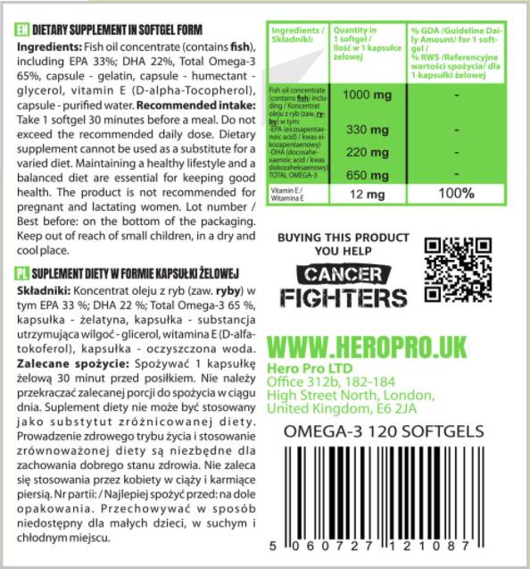 Omega-3-Fischöl | 65 % EPA + DHA – 120 Gelkapseln