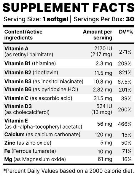 OptiVit BP | Essentielle Vitamine und Mineralien – 30 Gelkapseln