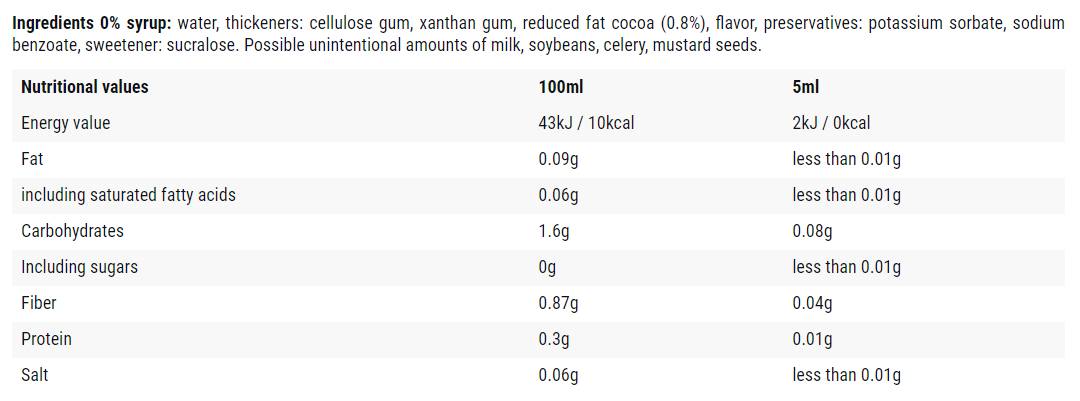 Cookie with Chocolate / 0 Calorie Syrup - 500 ml - Nutra Best Europe