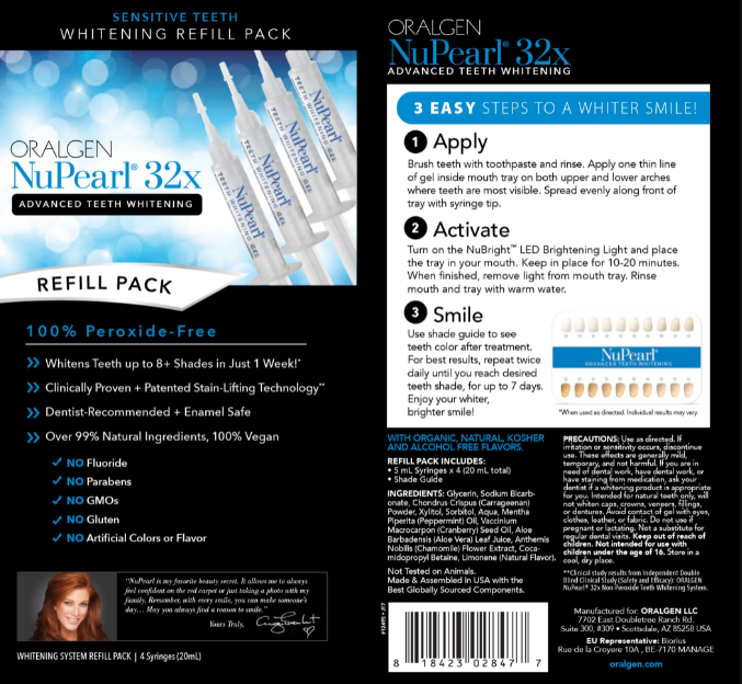 <tc>Oralgen</tc> NuPearl 32x Advanced Zahnaufhellungssystem Nachfüllpackung mit 3 Spritzen – Zahnaufhellungssystem