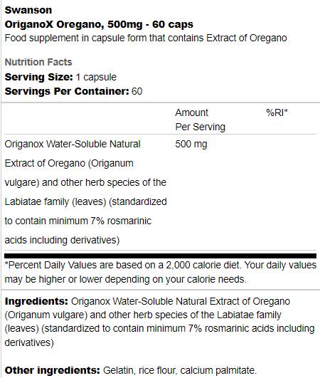 OriganoX Oregano 500 mg 60 Kapseln