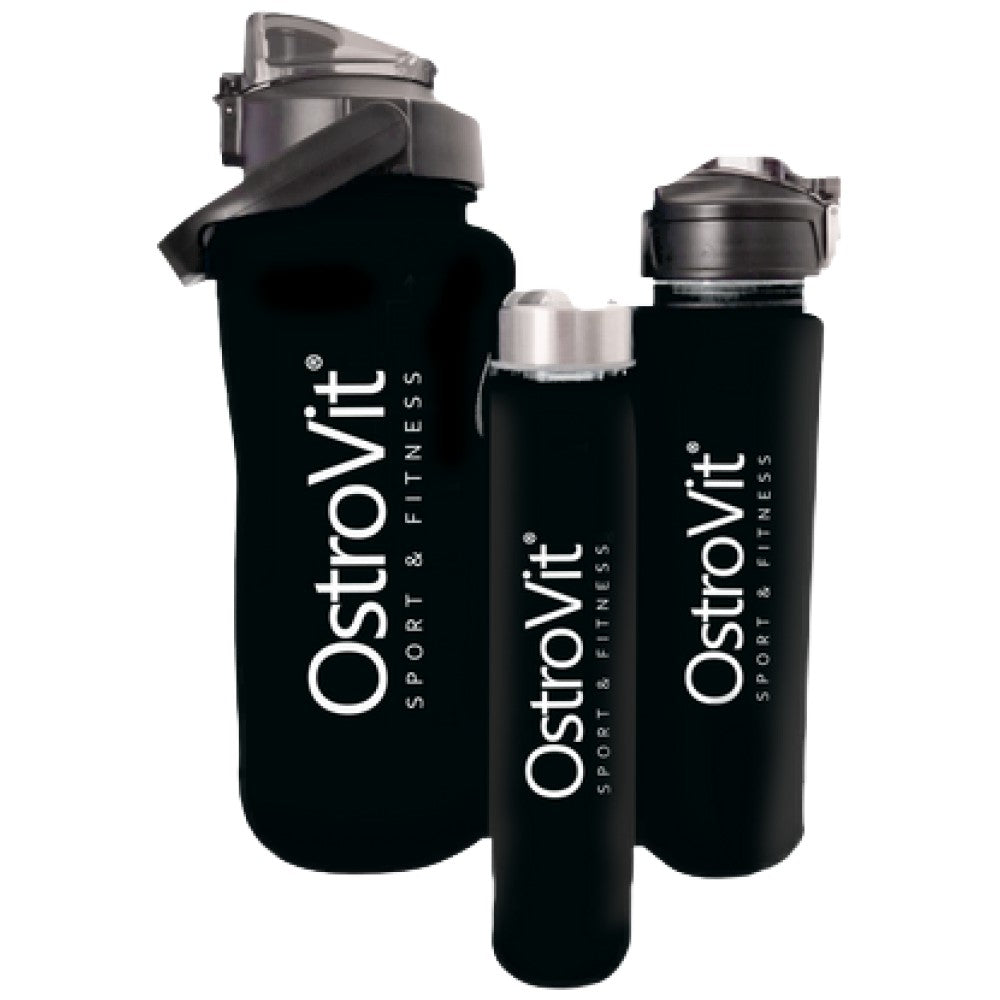 <tc>OstroVit</tc> Wasserflaschen | 3 in 1 – Schwarz 2000 + 900 + 500 ml