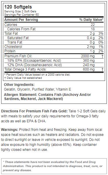 PREMIUM FISCHFETTE GOLD 120 SOFTGELS