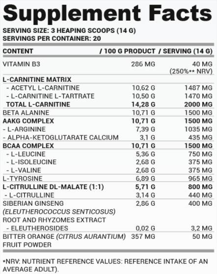 PWO Null Koffein | Stimulationsfreies Pre-Workout-Pulver – 280 Gramm