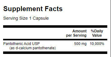 Pantothensäure 500 mg – 250 Kapseln