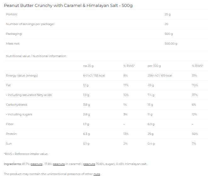 Erdnussbutter – Karamell und Himalaya-Salz – 500 Gramm