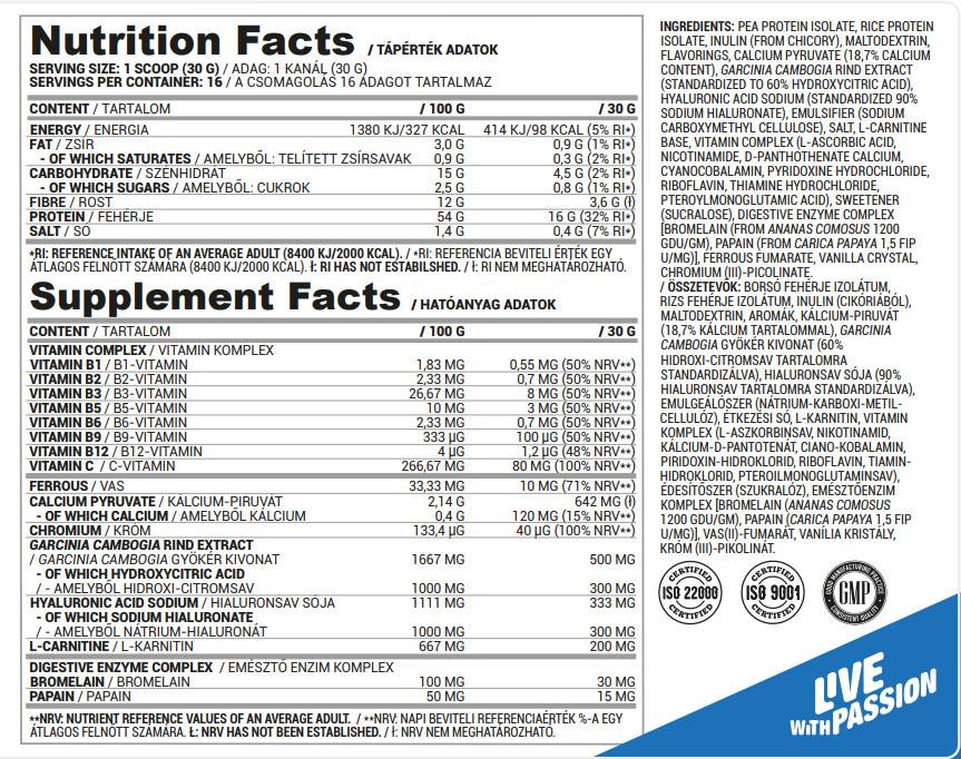 Perfekt | Veganes Frauenprotein mit Hyaluronsäure, L-Carnitin 500 Gramm