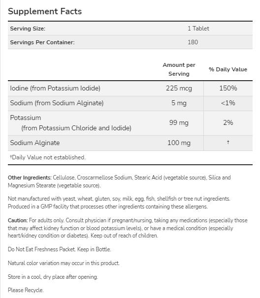 Kalium plus Jod | Unterstützung des Elektrolytgleichgewichts – 180 Tabletten