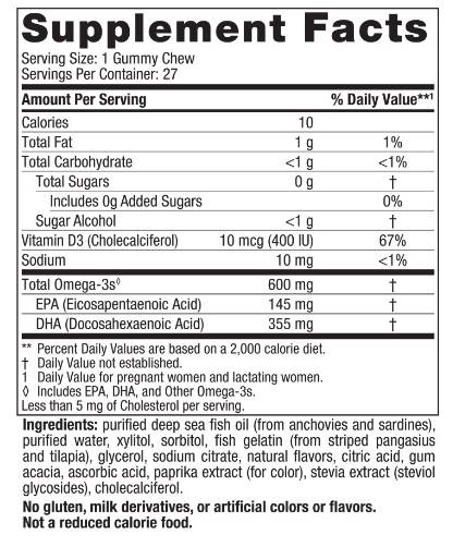 Pränatale DHA-Gummi-Kaubonbons 600 mg – 27 Gummis