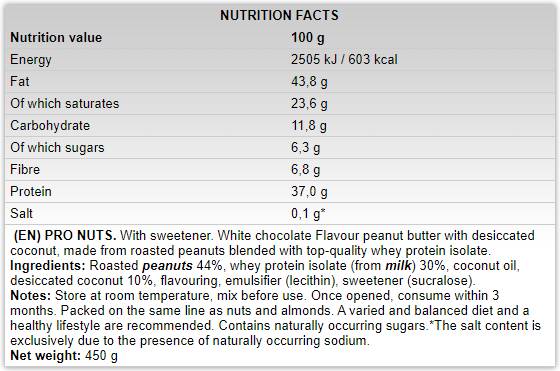Pro Nuts/Erdnussbutter + Molkenproteinisolat 450 Gramm