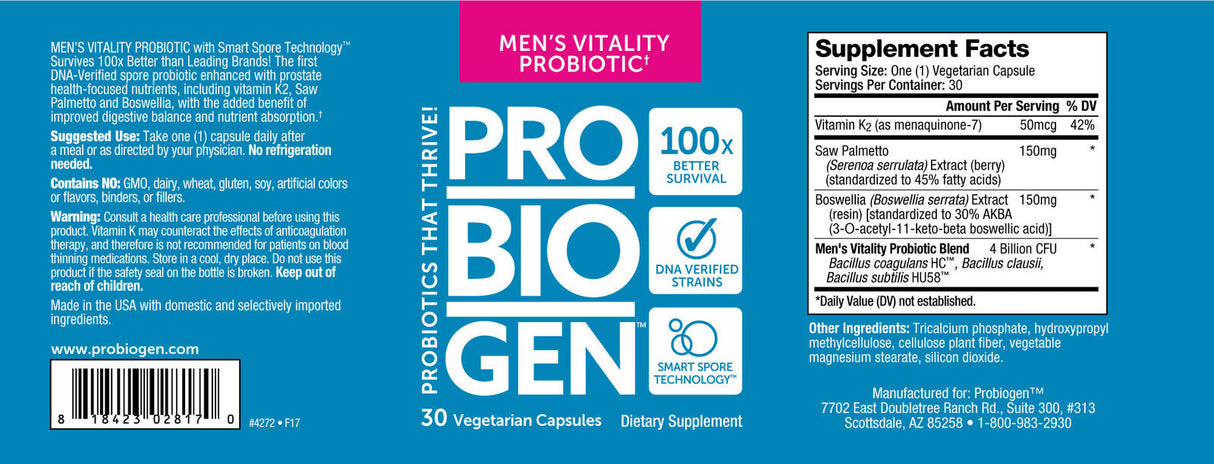 <tc>Probiogen</tc> Men's Vitality Probiotic - Probiotikum für Männer - 30 Kapseln