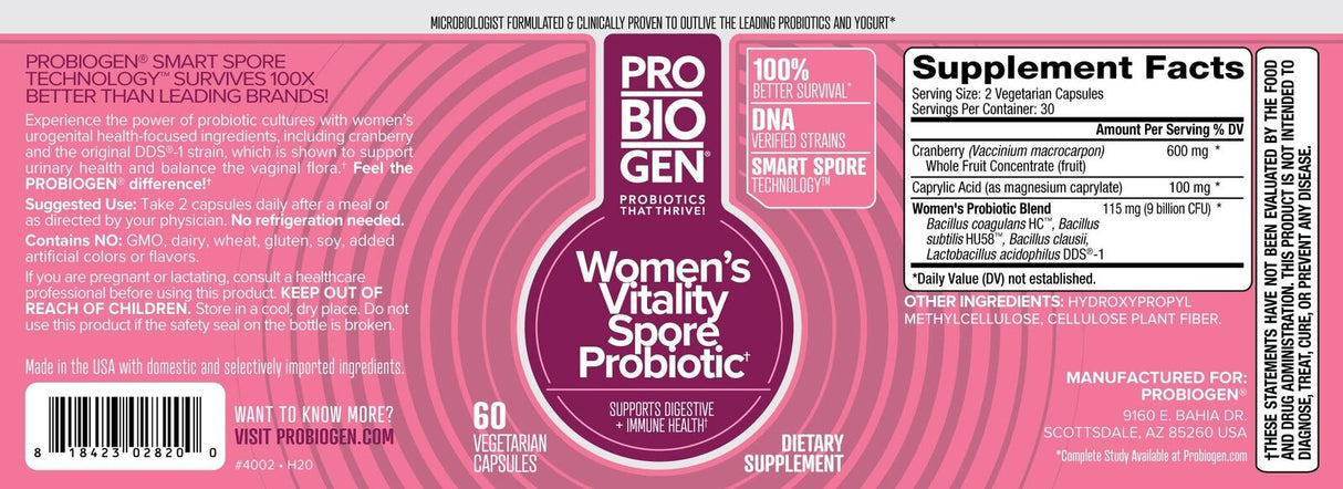 <tc>Probiogen</tc> Women's Vitality Probiotic - Probiotikum für Frauen - 60 Kapseln