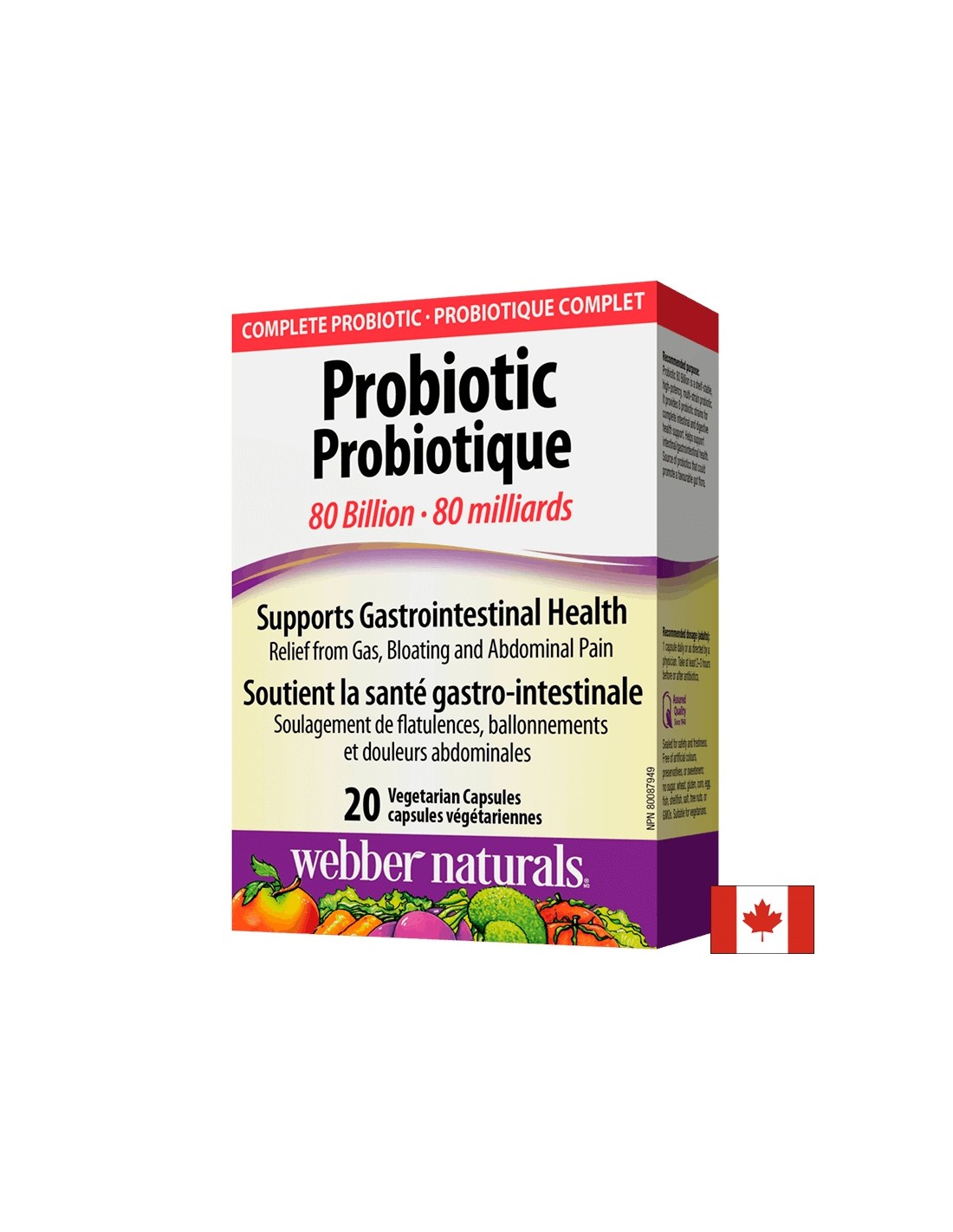 Probiotikum 80 Milliarden/Probiotikum, 80 Milliarden aktive Probiotika, 20 Kapseln <tc>Webber Naturals</tc>