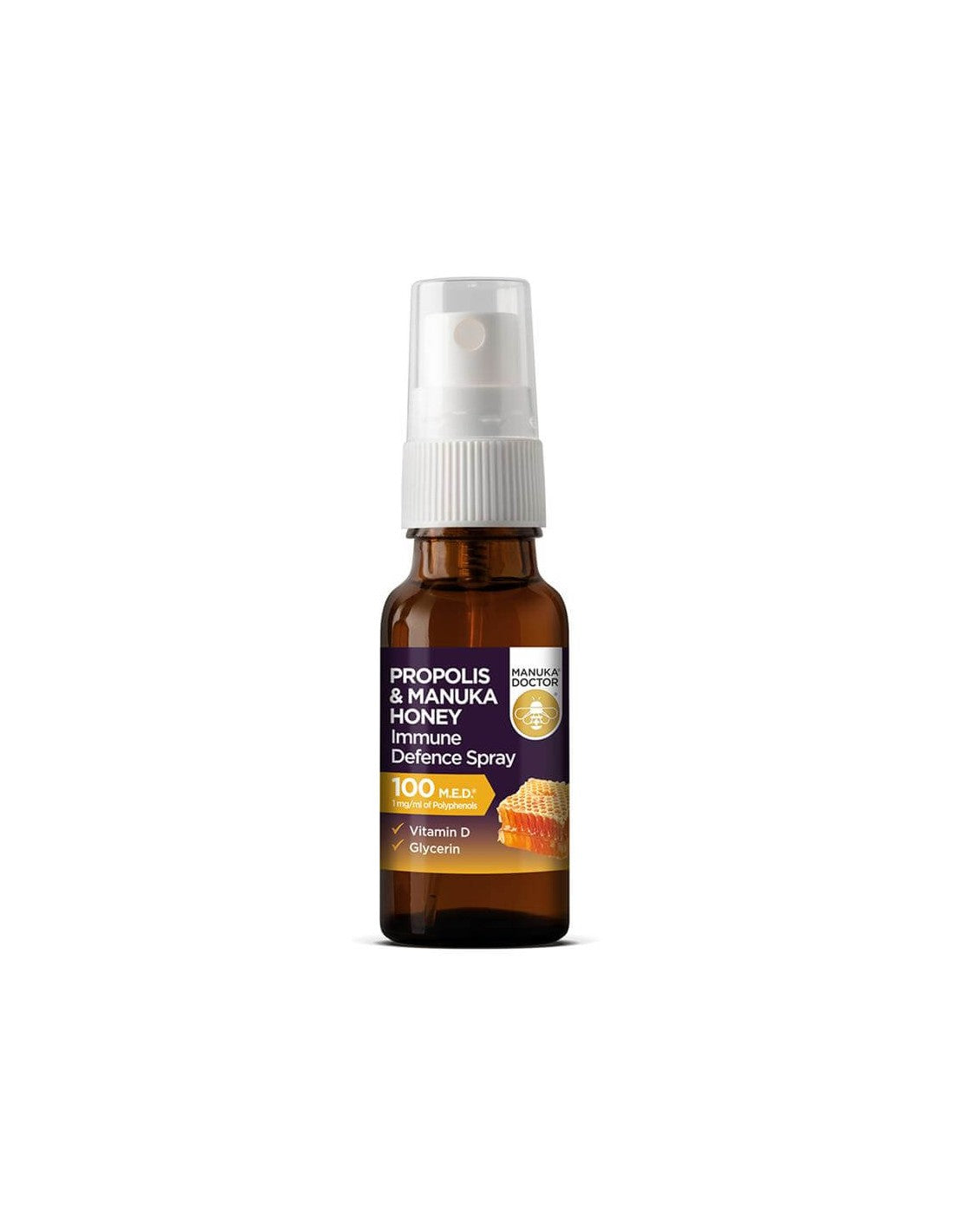 Propolis & Manuka-Honig Immunabwehrspray 100 M.E.D.®/Mundspray mit Manuka-Honig, Propolis und Vitamin D, 20 ml
