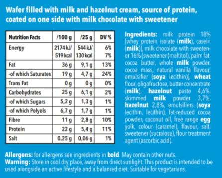 Protein Brix mit Haselnüssen – 24 x 25 Gramm