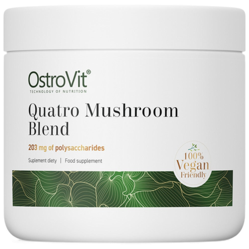 Quatro-Pilzmischungspulver | Löwenmähne ~ Reishi ~ Cordyceps ~ Chaga 100 Gramm
