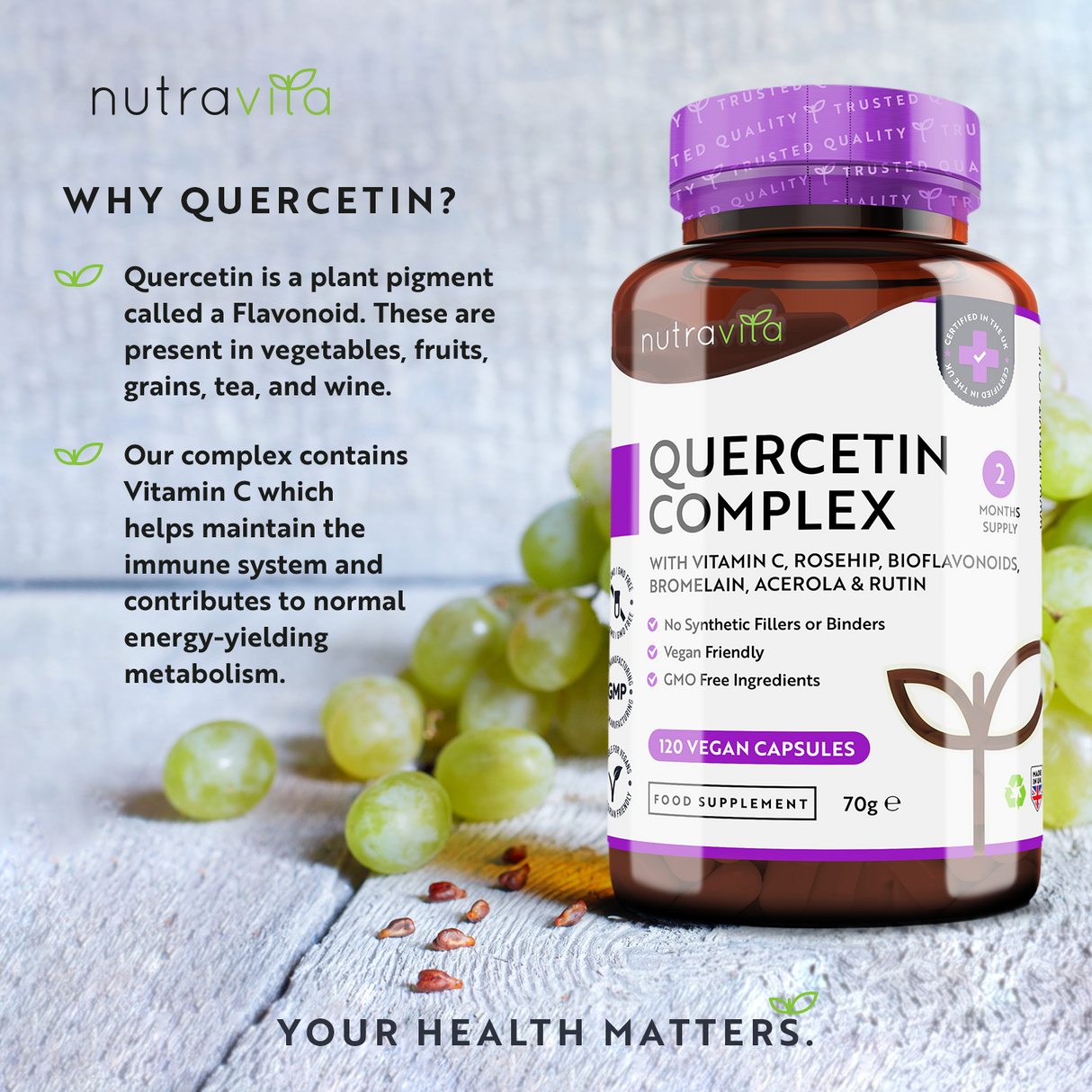 Quercetin-Komplex mit Bromelain, 120 Kapseln. <tc>Nutravita</tc>