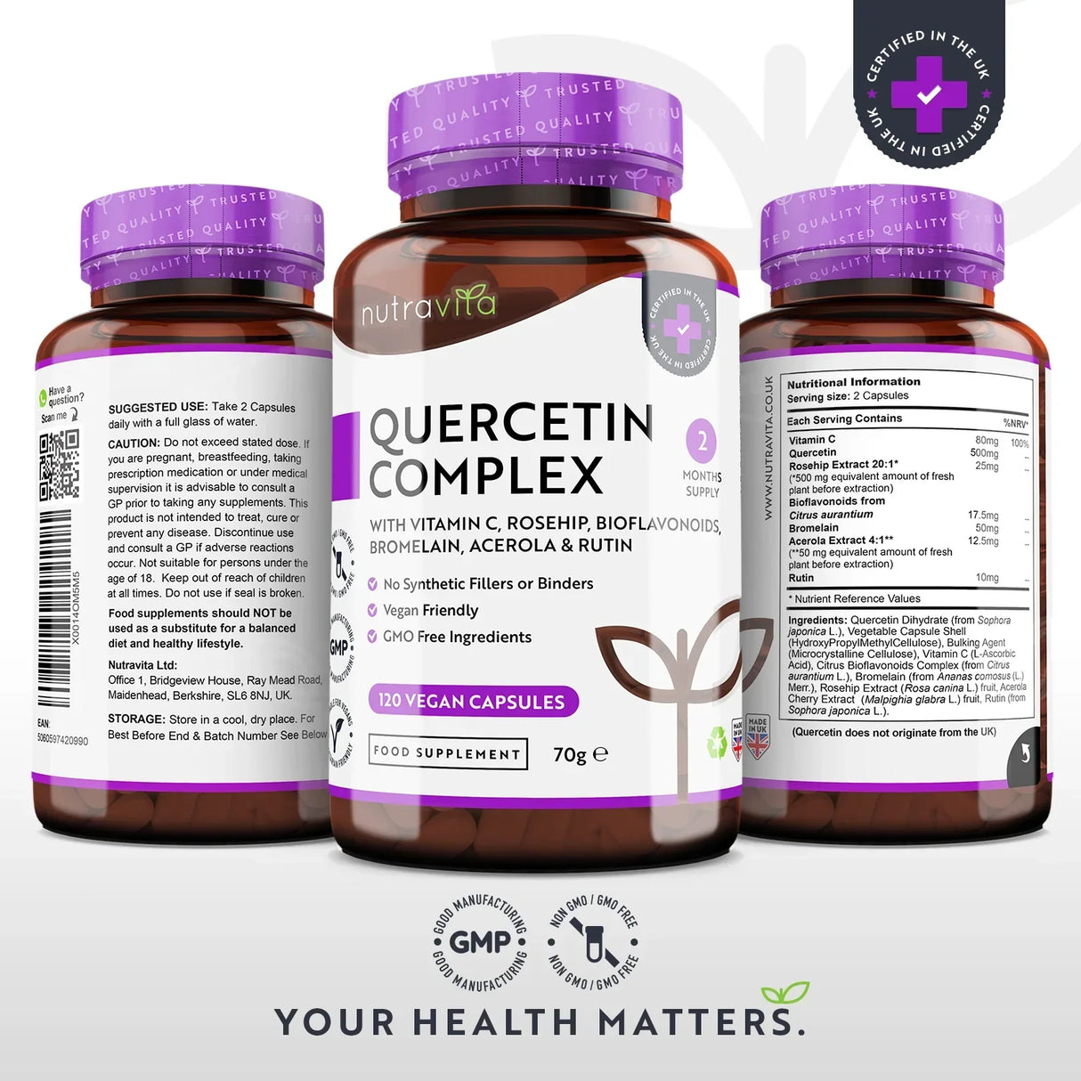 Quercetin-Komplex mit Bromelain, 120 Kapseln. <tc>Nutravita</tc>