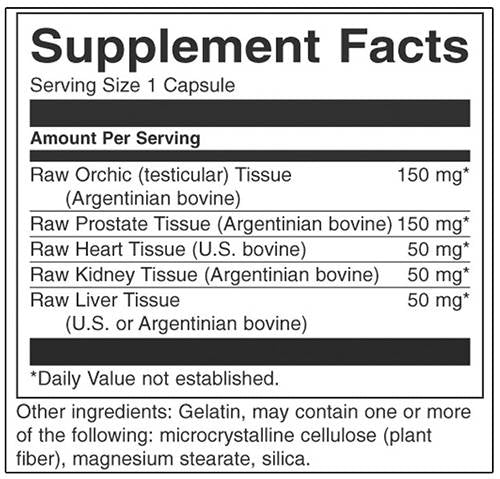 Raw Multi-Glandular For Men 450 mg 60 Kapseln