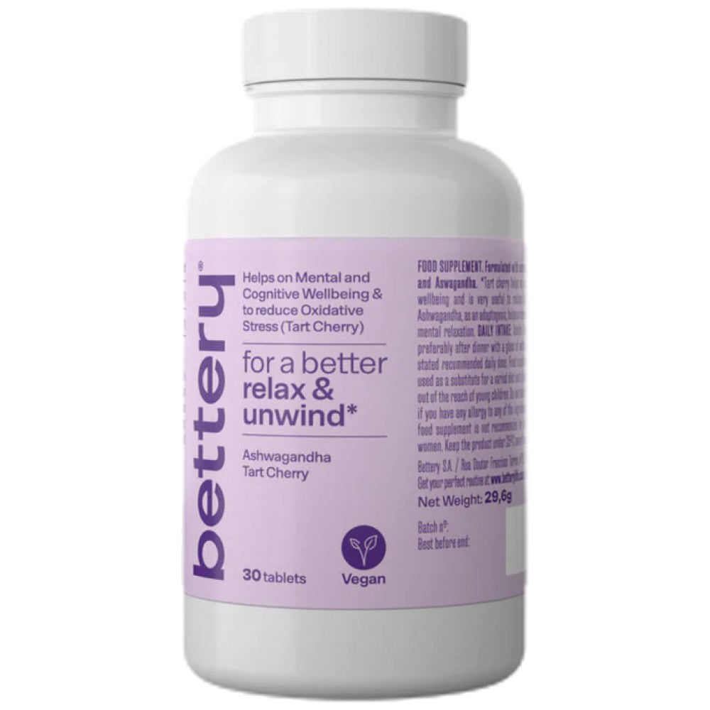 Relax-Tabs | mit Ashwagandha & Tart Cherrt – VERFALLDATUM: 30.11.2024 – 30 Tabletten