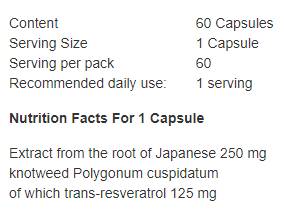 Resveratrol 125 mg – 60 Kapseln