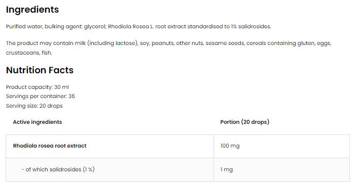 Rhodiola Rosea Tropfen | Rhodiola-Wurzelextrakt 30 ml