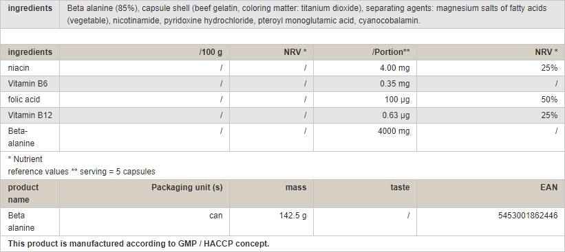 Beta -Alanin -Kappen - 150 Kapseln