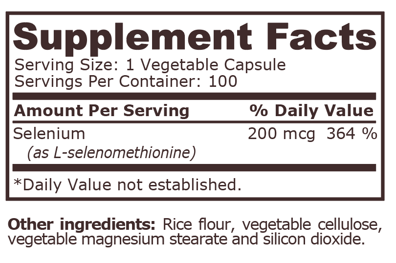 <tc>Pure Nutrition</tc> - SELENIUM 200 mcg - 100 pflanzliche Kapseln
