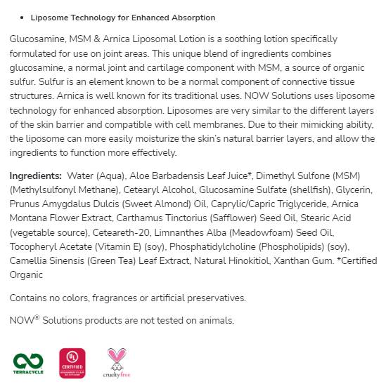 Glucosamin, MSM & Arnica Liposomenlotion - 237 ml