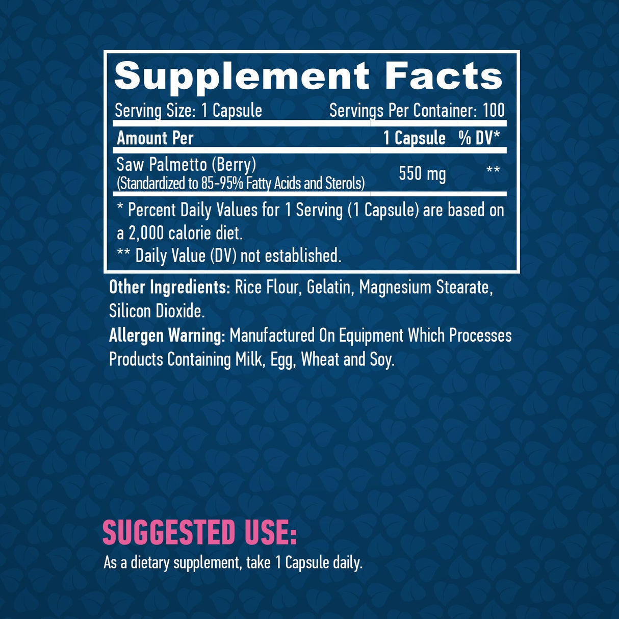 Sägepalme 550 mg./100 Kapseln.