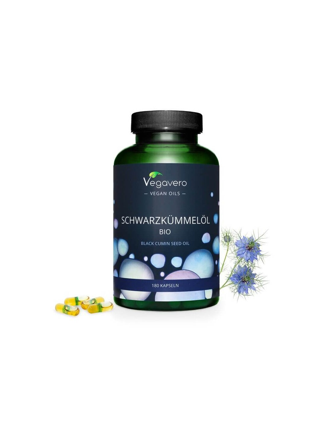 Schwarzkümmelöl Bio/ Schwarzkümmelöl (aus biologischem Anbau), 180 Kapseln, 100 % vegan <tc>Vegavero</tc>