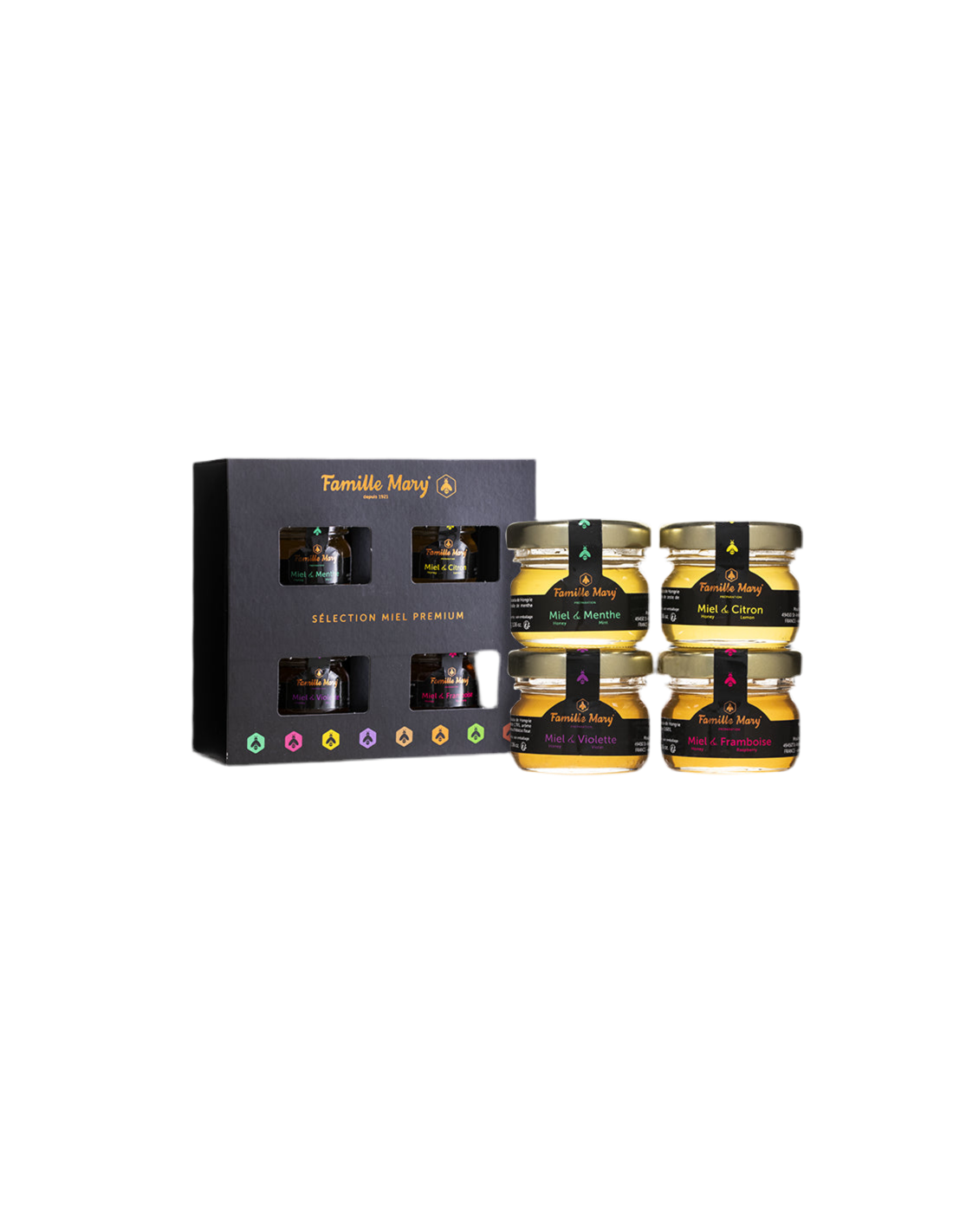Auswahl an Premium-Akazienhonigen mit ätherischen Ölen - Selection Miel Premium, 4 Stk. x 30 g