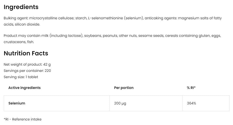 Selen 200 µg 220 Tabletten