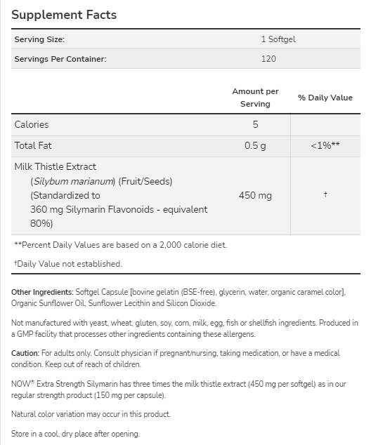 Silymarin Mariendistelextrakt 450 mg – 120 Gelkapseln