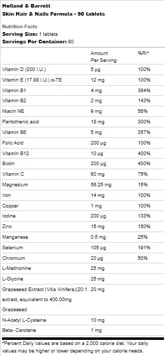 Formel für Haut, Haare und Nägel, 90 Tabletten