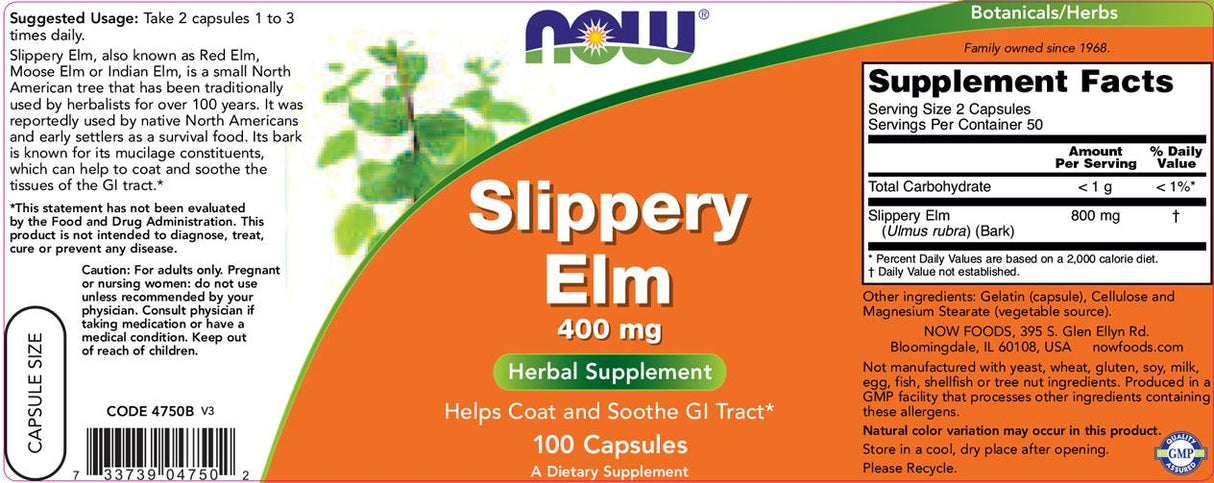 Slippery Elm 400 mg – 100 Kapseln
