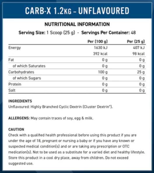 Carb-X | 100% cyclische Dextrin -Kohlenhydrate - 1200 Gramm