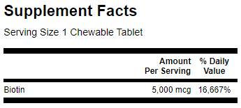 Sublingual Biotin 5000 MCG 60 Kautabletten