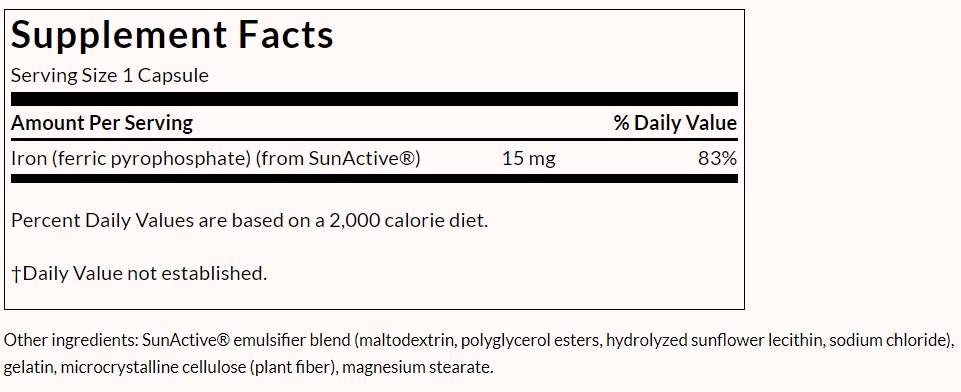 SunActive Eisen 15 mg – 90 Kapseln
